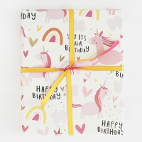 Unicorn & Rainbow Print Wrapping Paper By Caroline Gardner